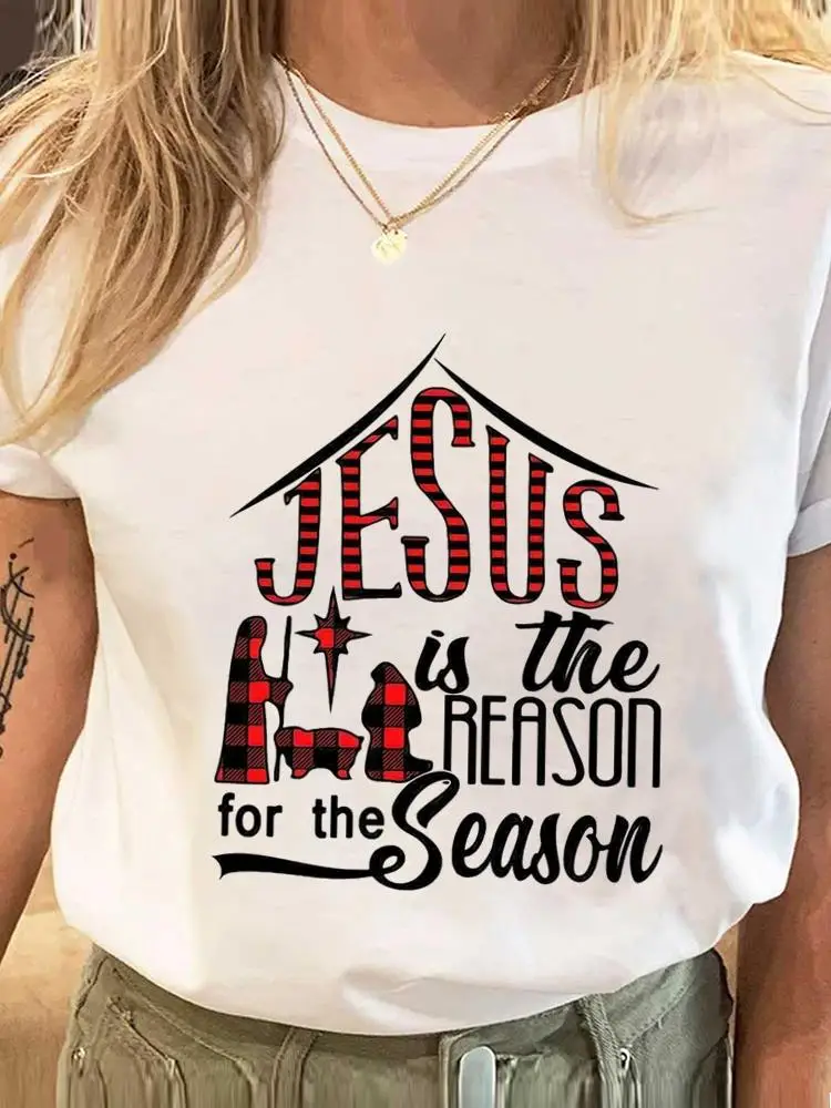

Faith Trend 90s Cute Clothing Print Merry Christmas Women Fashion New Year Holiday Tee Short Sleeve T Female Graphic T-shirts