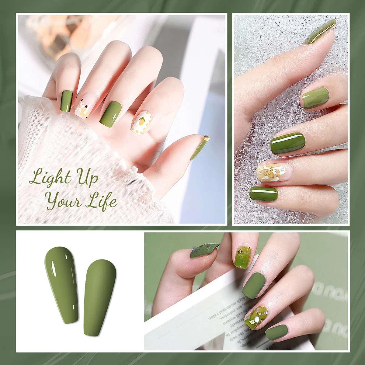 Vitality Green Nail Polish Kit Glitter Gel lacca Set per Manicure vernici ibride semipermanenti Base e Top Nail Art Gel