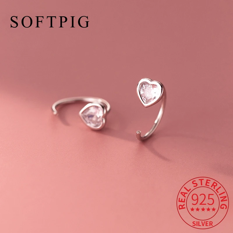 SOFPTIG Real 925 Sterling Silver 5mm Zircon Heart Stud Earrings for Women Fine Jewelry Light Luxury Accessories 2024 Summer