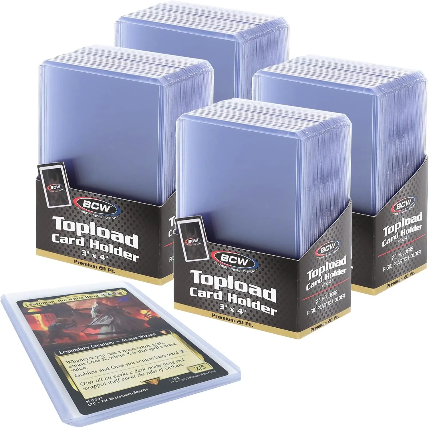 

3x4 Topload Card Holders 100 Pack - Ultra-Clear Rigid PVC Protectors for Standard Trading Cards, Sports Cards, MTG & More