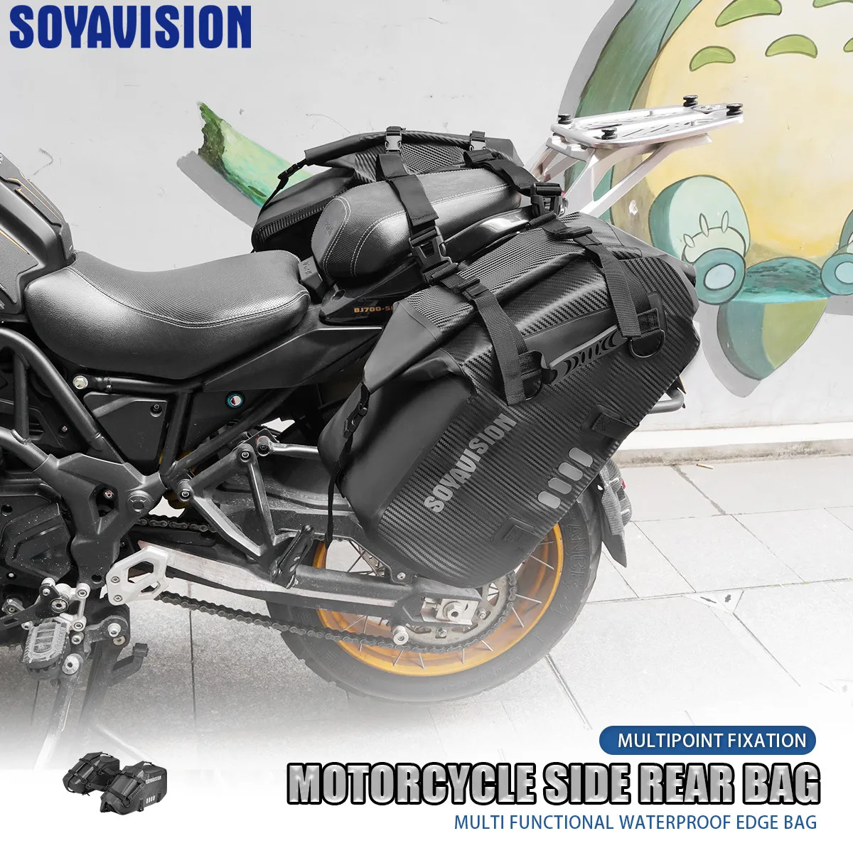 Black Motorcycle Saddlebags 18L 28L 48L Motor Tail Side Bags Universal Storage Tool Bag Panniers Motorbike Dry Travel Luggage