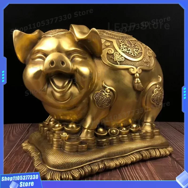 Creative Copper Piggy Bank Zodiac Pig Ornament for Living Room Home Decor Craft Wealth Symbol Furniture Accessory Gift Idea