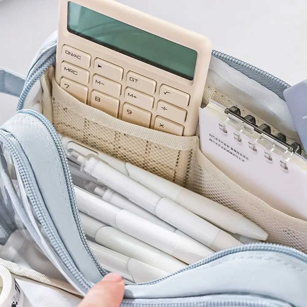 Bolsa para bolígrafos multicapa de alta calidad, bolsa de papelería multifuncional de gran capacidad, estuche para lápices portátil, escuela y oficina