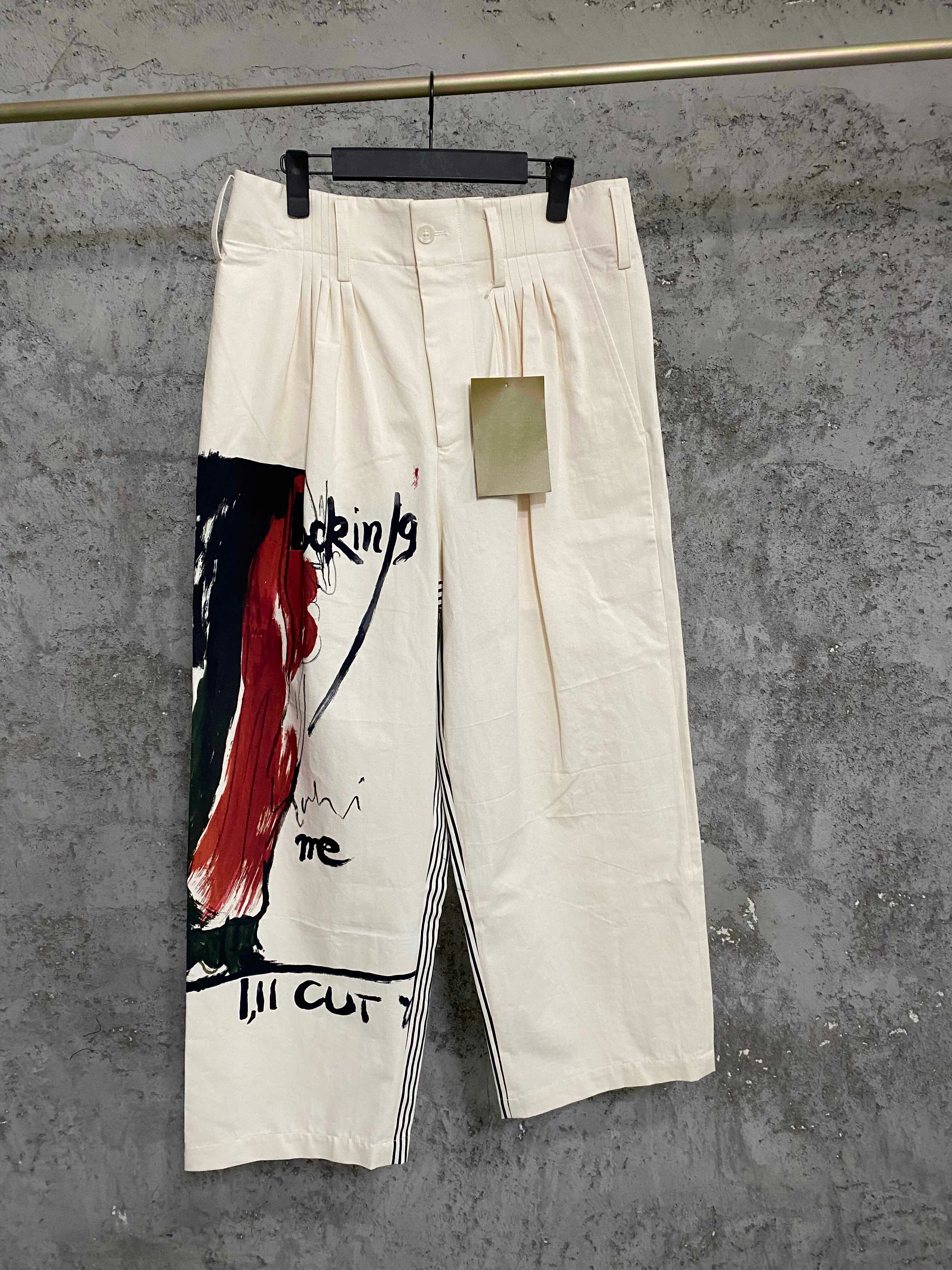 

TOP-YAMAMOTO printed replica pure cotton long pants for men and women's casual wear