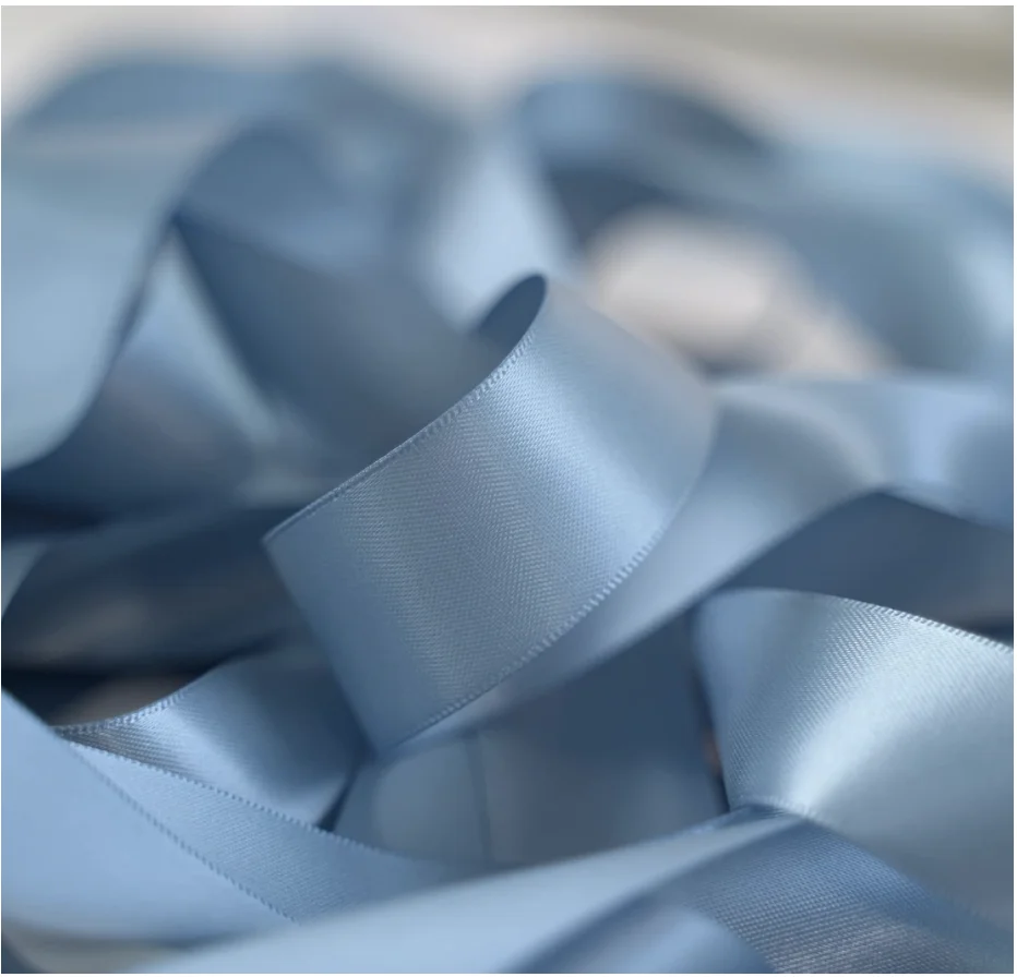 Dusty Blue Satin Ribbon 50 Yards Double Faced Satin Ribbon 1 inch Blue Silk Ribbon for Gift Wrapping Bows Crafts Bridal Floral