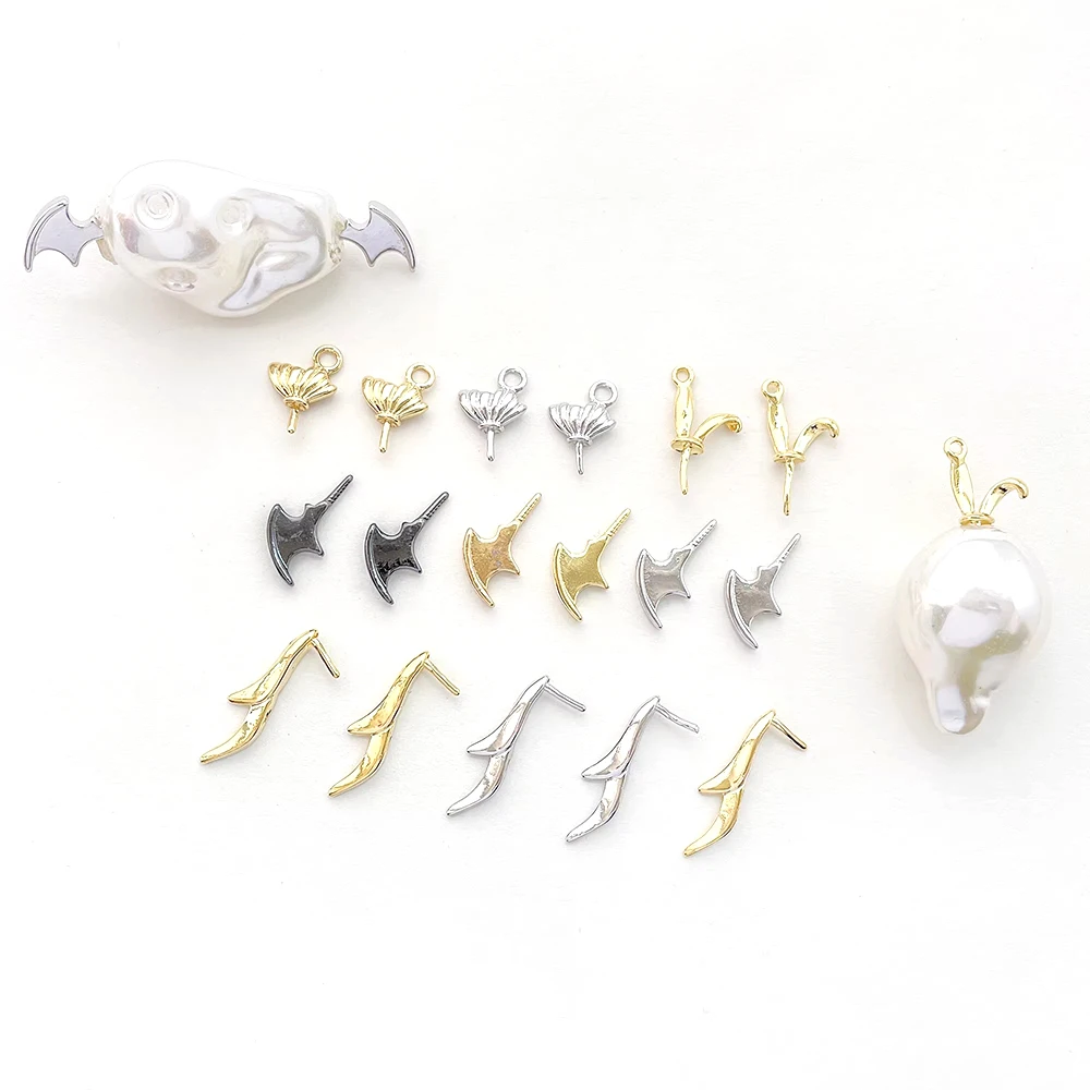 Brass Coated Gold Small Wing Deer Antler Pin Pendant DIY Jewelry Making Necklace Bracelet Baroque Doll Accessory Materials