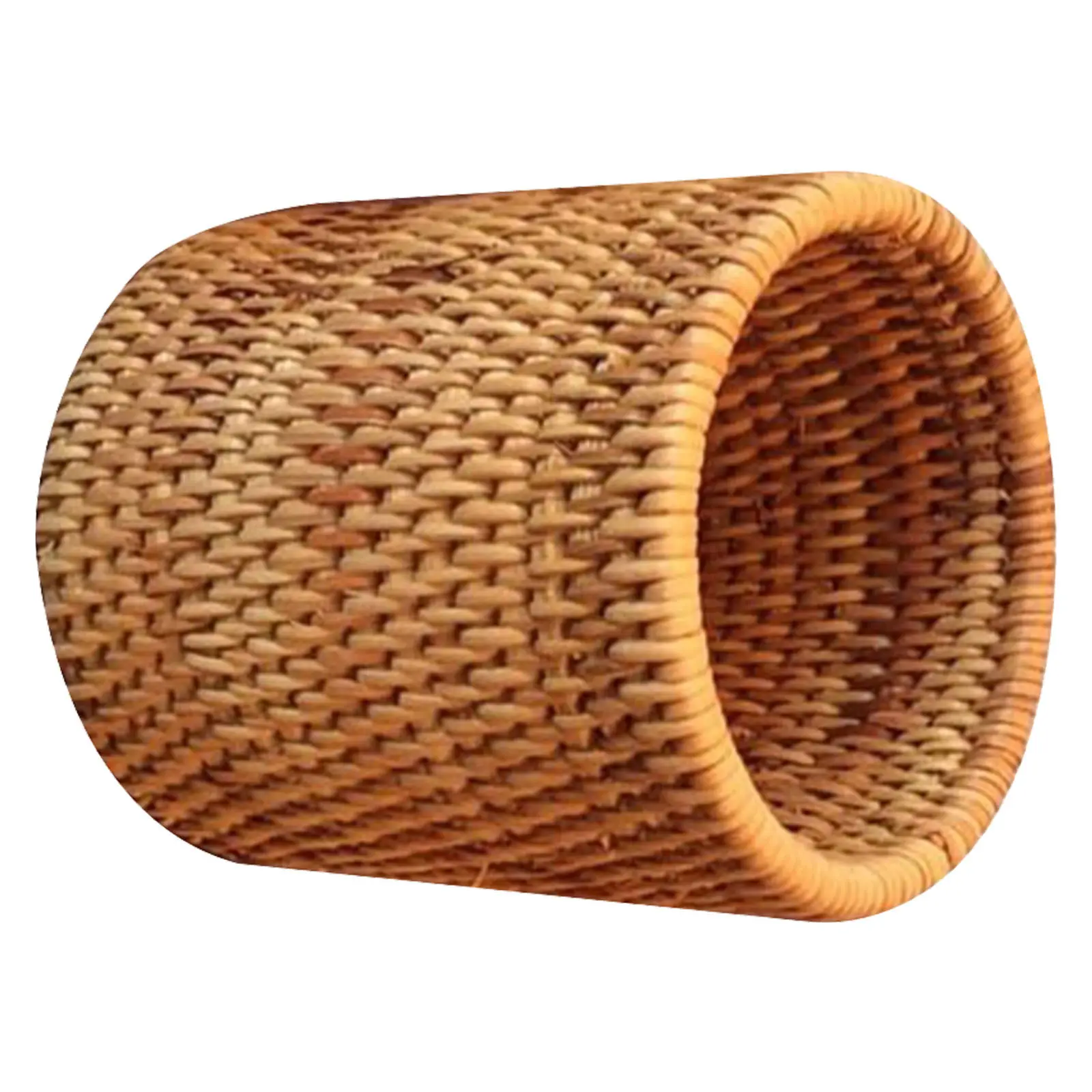 1Pcs Pen Holder Rattan Organizer Tea Set Basket Handmade Wicker Ceremony Six Gentlemen Cylindrical Storage Chic
