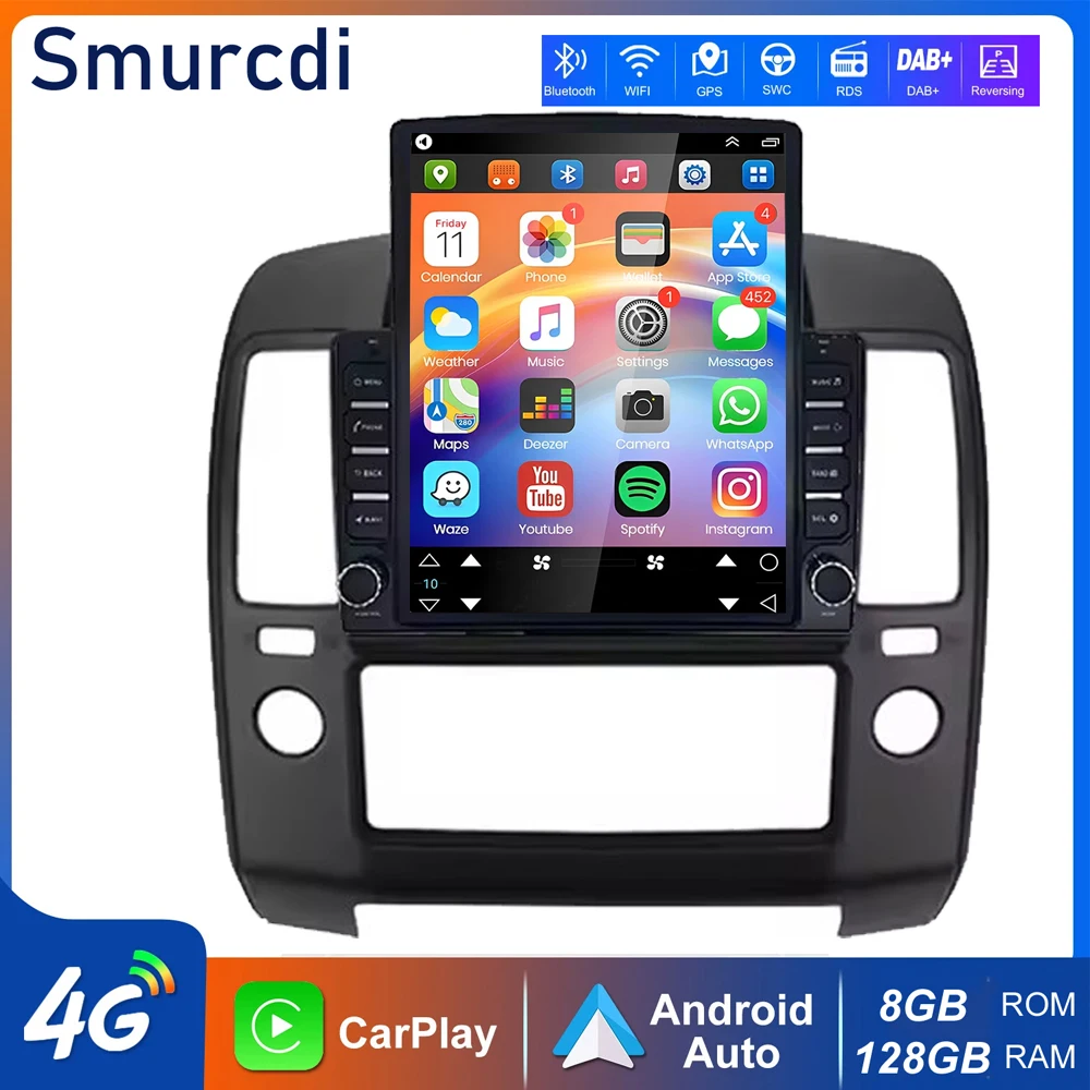 

9,7 "Android 15 Carplay Auto для Nissan Navara 3 D40 2004-2010 автомобильный мультимедийный плеер навигация радио сенсорный экран без 2din DVD