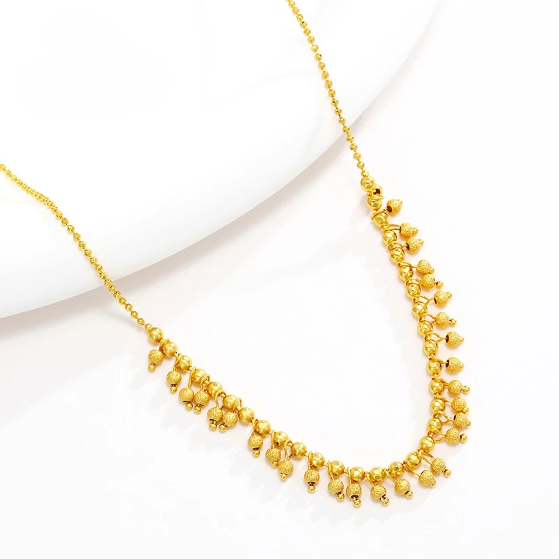 

Dawn's Jewel alloy flash sand round bead fringe gold-plated necklace women's simple niche choker
