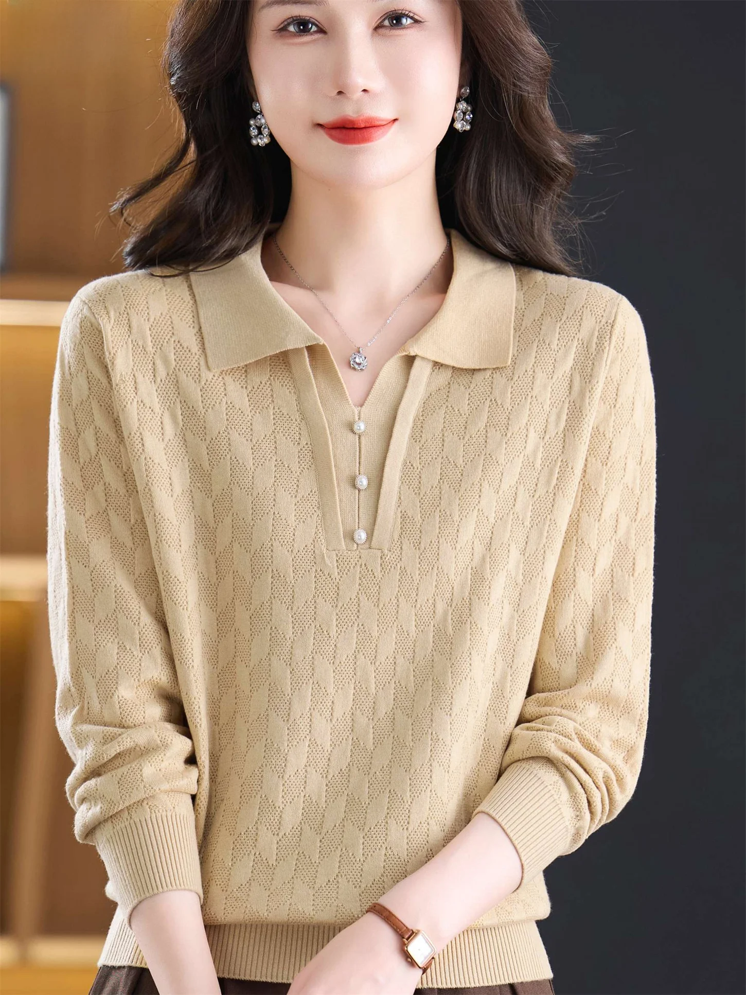 

Faionable Knitted Wool Sweater for Women Collared Loose Fit ly Women's Autumn Winter New Sle Warm Comfortable Top