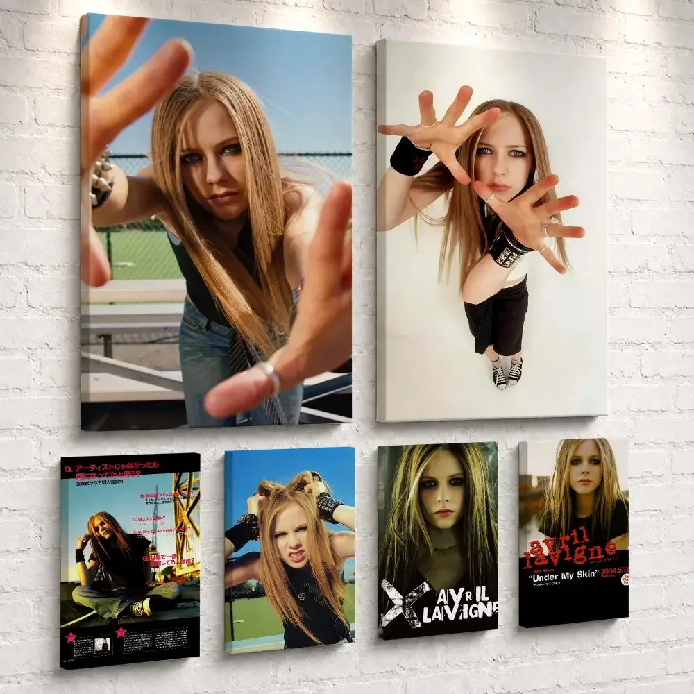 Singer A-Avril Lavigne Framed Wall Painting Ready to Hang Canvas Poster Wall Art for Bedroom Living Room Hallway Home Decor