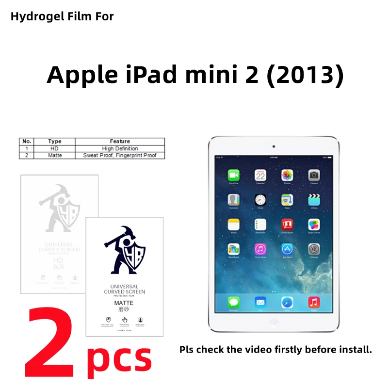 

Гидрогелевая пленка HD для Apple iPad mini 2, 2 шт., матовая защитная пленка для iPad mini 2 (2013), 7,9 дюйма, прозрачная/матовая полная крышка