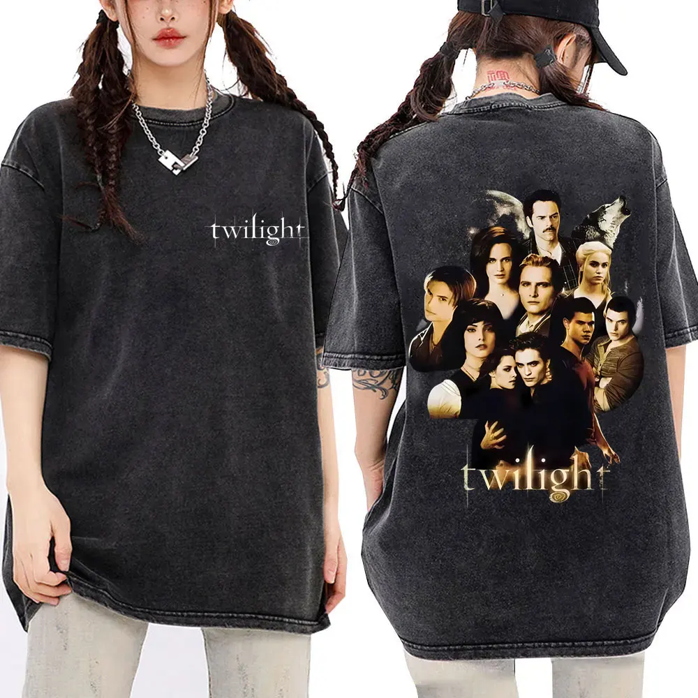 

Washed Vintage Movie The Twilight Saga T-shirt Vampire Robert Pattinson Edward Cullen T-shirts Men Women Casual Cotton T Shirts