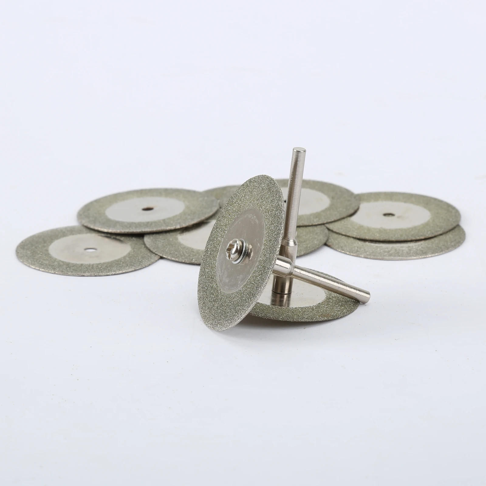 10 個 35 ミリメートル石翡翠ガラスダイヤモンドカッティングディスクロータリーツールドレメルアクセサリードリル切断刃と 2 つのマンドレル