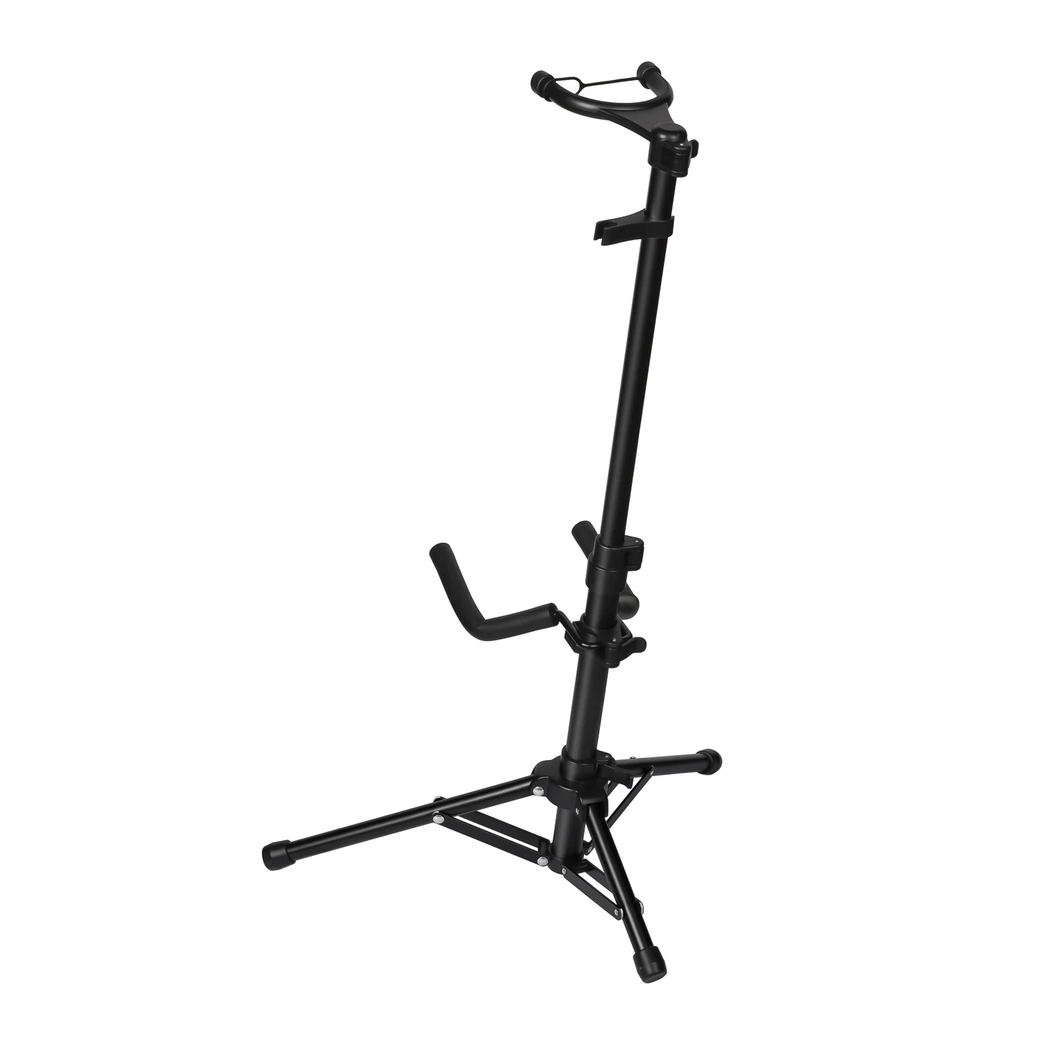 Aluminum Alloy Foldable Violin Floor Stand Adjustable Ukulele Stand with Bow Holder, Head Protection Lock