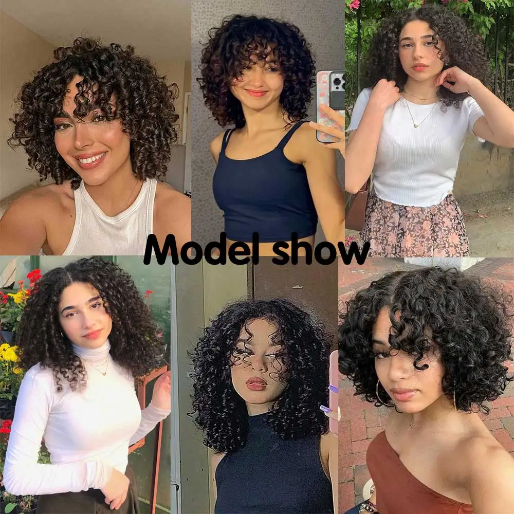 Synthetic Curly Short Afro Wig piece Female Mix Brown Hair Wigs hair toppers for Women African American Wig for Ladies Bob Curls