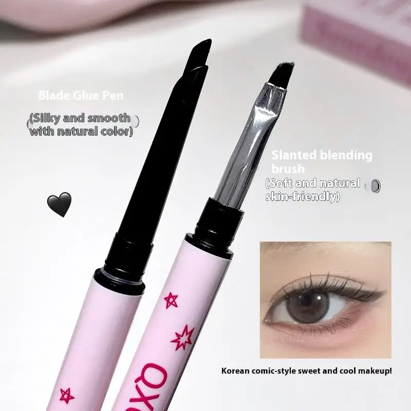 Double HEAD ปากกาอายไลเนอร์ 2 In 1 NATURAL Matte โกหก Silkworm Eye Liner เจลดินสอยาวนานสีดําสีน้ําตาลแต่งหน้าเครื่องสําอางค์เครื่องมือ