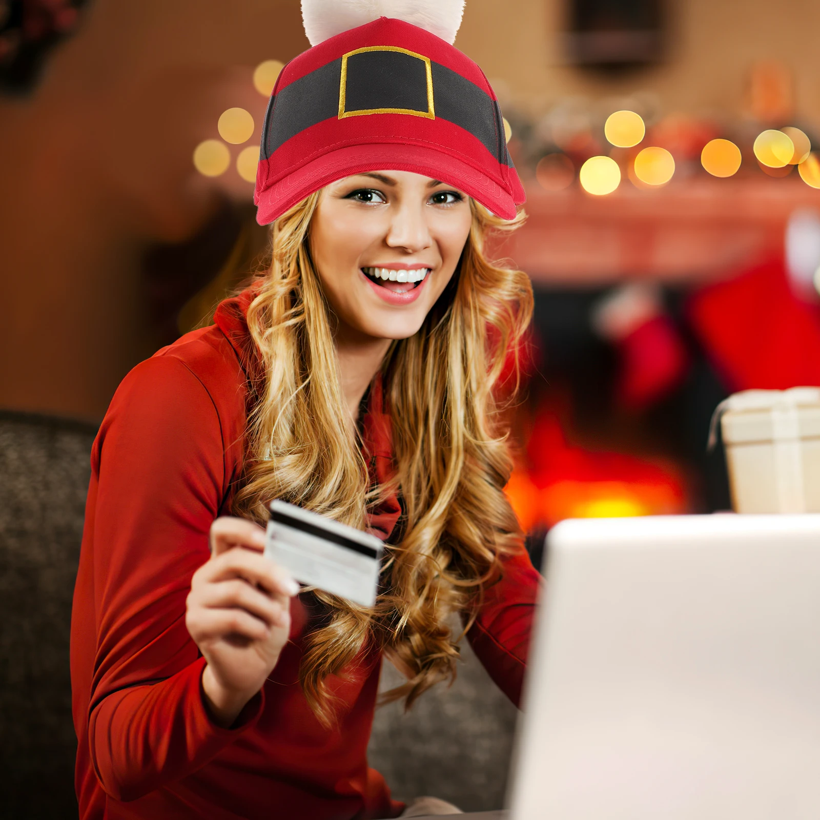 

Christmas Baseball Cap Adjustable Hat for Women Men Kids Red Santa Funny Holiday Outfit Christmas Tree Decoration Durable Cozy