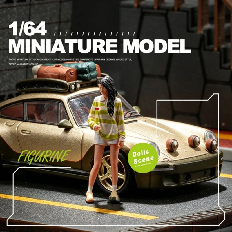 Gestreifte Mädchenfigur, Modell, Maßstab 1:64, handbemalte Miniaturfigur für architektonische Darstellungen, Dioramen, B03E