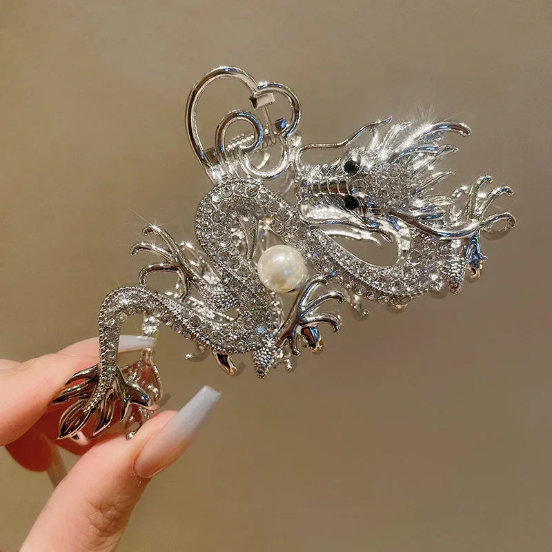 New Shining Chinese Style Dragon Shaped Shark Clip Hair Headdress Delicate Hair Clips Women Girls Ponytail Clip Hair Accessories