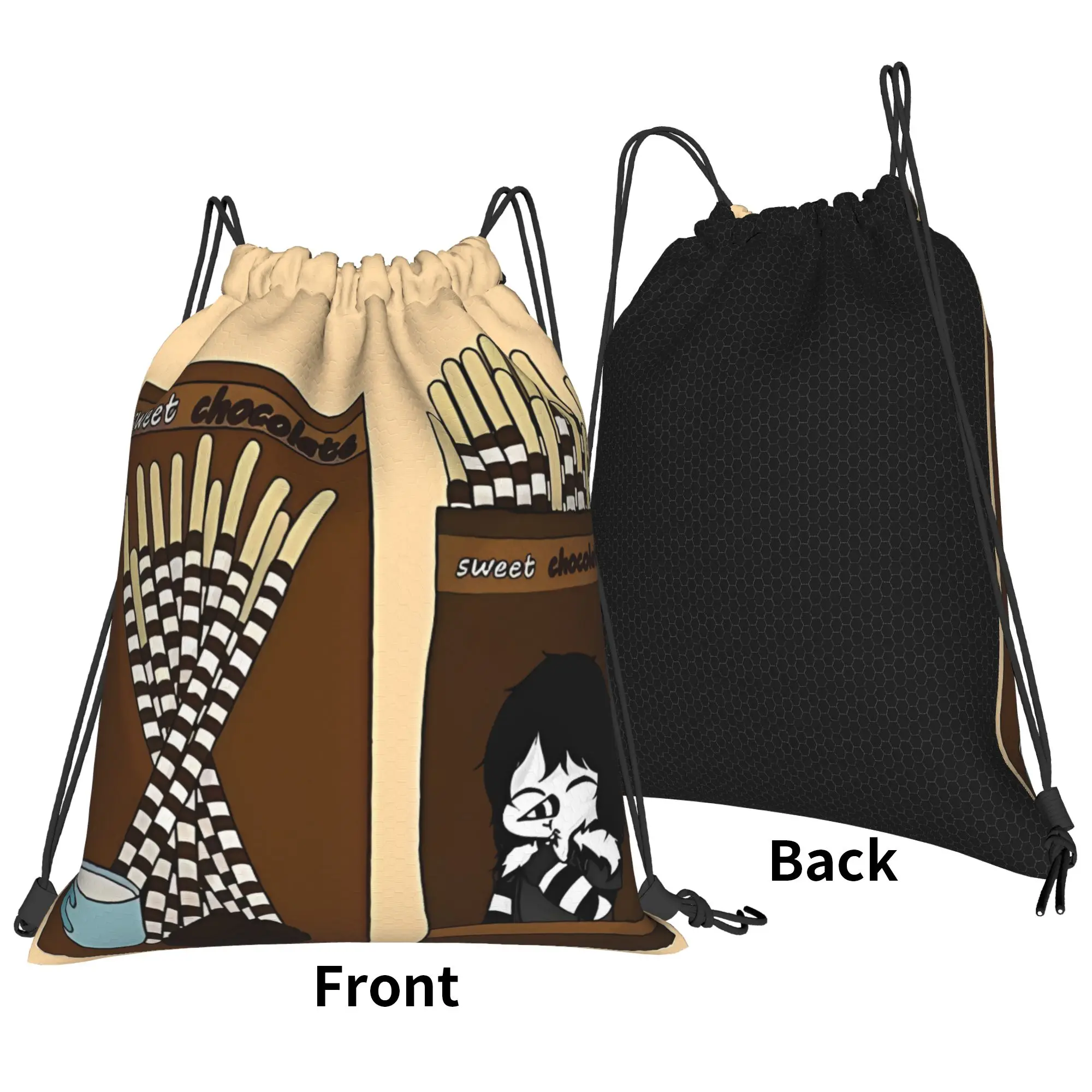 Striped Sticks CCreepypasta Portable Sports Riding Gym Drawstring Vintage Horror Storage Backpacks