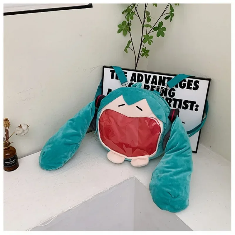 Hatsune Miku Big Mouth Plush Bag Soft Single Backpack Japanese Funny Versatile Ins Style High-Looking Girly Cute Girlfriend Gift images - 6