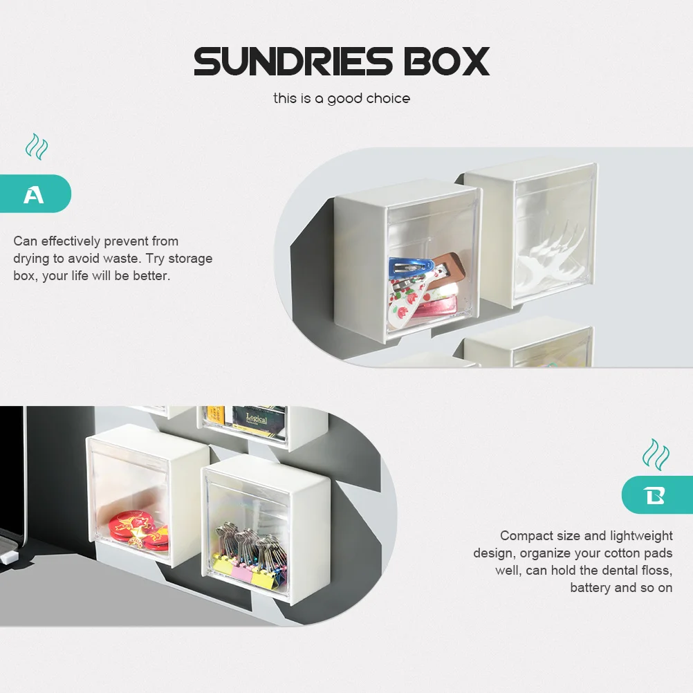 

2pcs Flip-Top Storage Box Plastic Sundries Holder For Kitchen Bathroom Office Organizer Punch-Free Hanging Box Compact Design