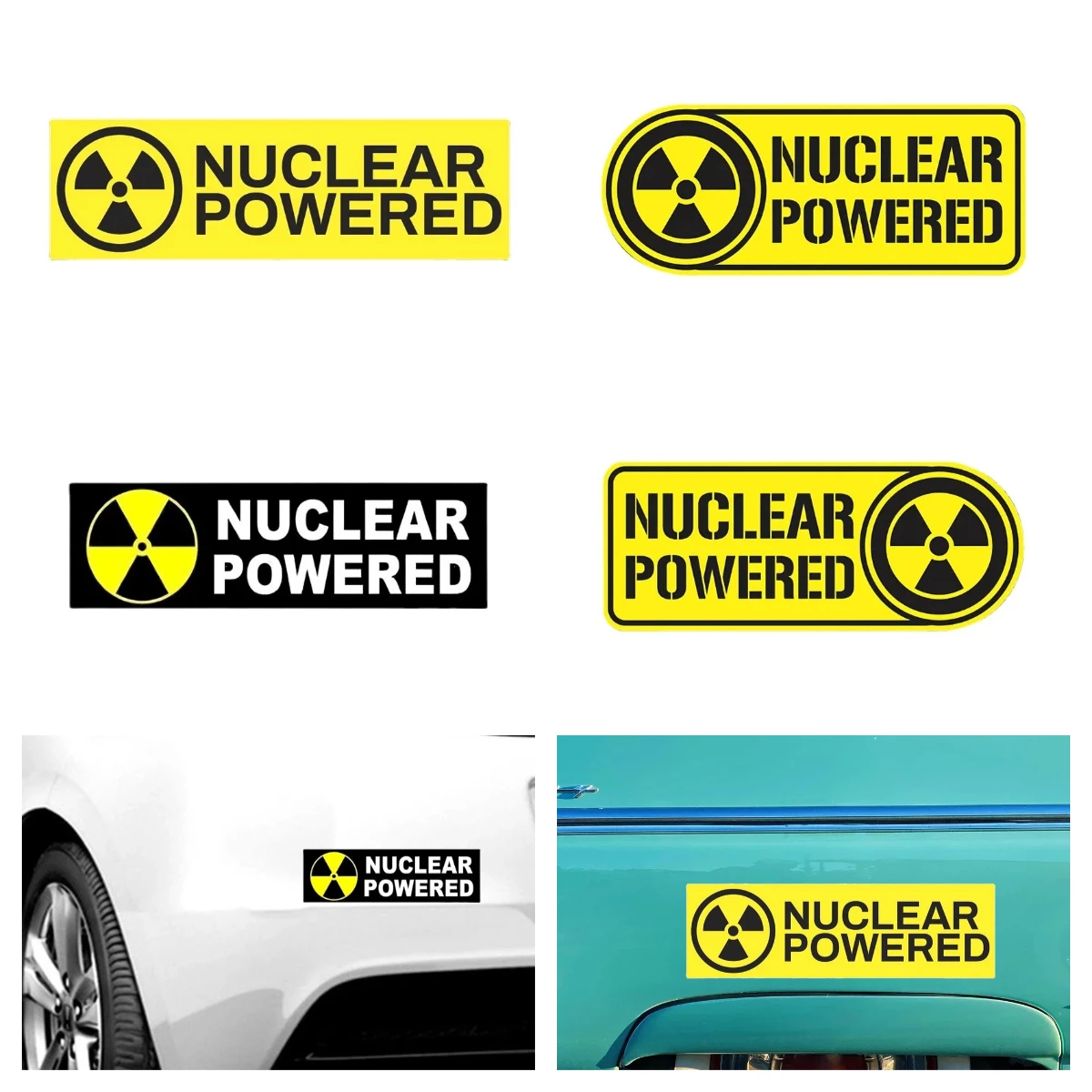 Nuclear Powered Simple Graffiti Car Stickers Waterproof Sunscreen Vinyl Decals Decorative Accessories PVC