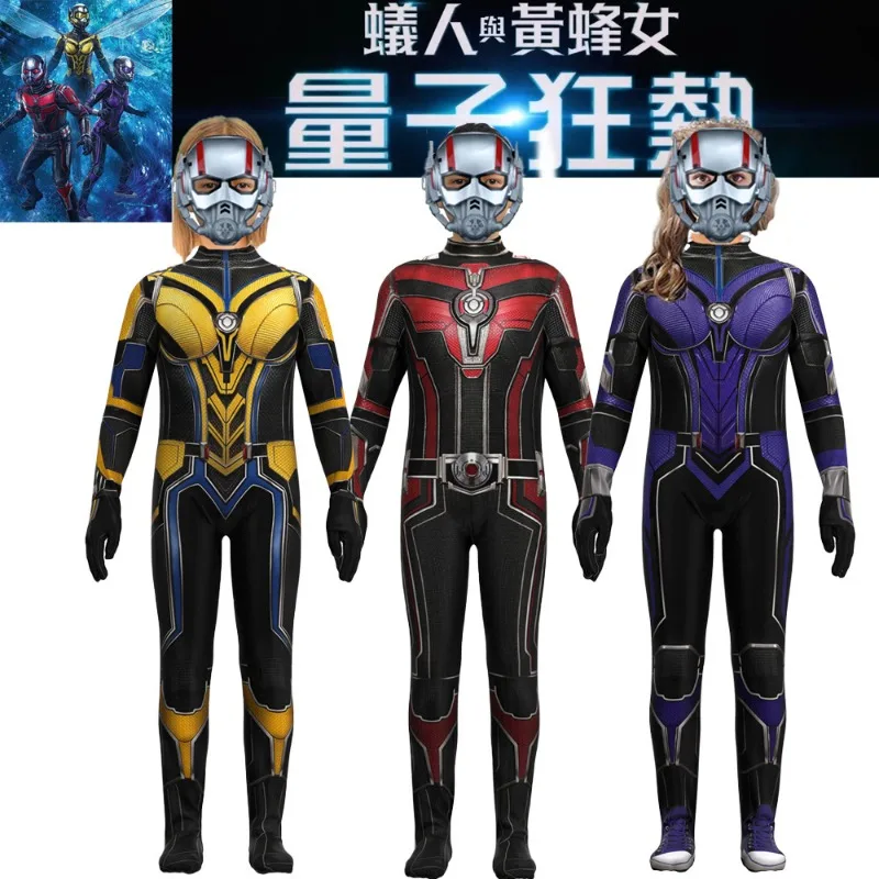 Superhero Ant Man Costume Antman And The Wasp Halloween Mask Helmet Jumpsuit Bodysuit Zentai Suit Adult Kids Quantumania Cosplay