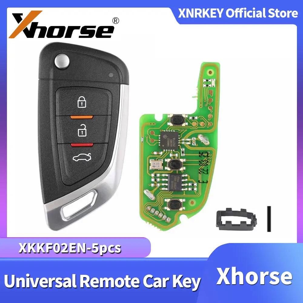 

5PCS/LOT XHORSE XKKF02EN Universal Remote Car Key with 3 Buttons for VVDI Key Tool (English Version)