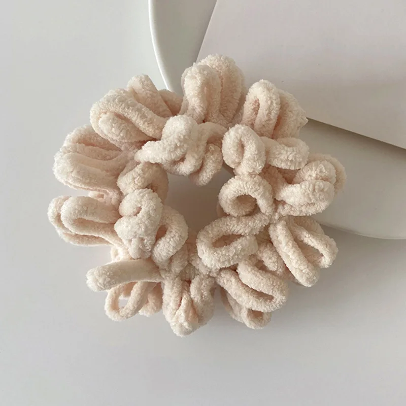 5 قطع من ربطة شعر صوفية مجعدة بطيات من القطيفة، عصابة رأس بسيطة عتيقة، ربطة شعر عالية المرونة للنساء