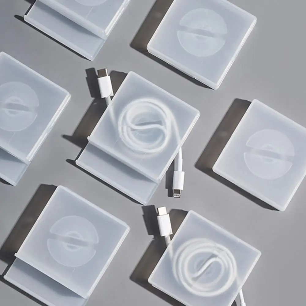 Simple Plastic Desktop Cable Organizer Transparent Retractable Cord Management Tangle-Free USB Cable Winder Home Office