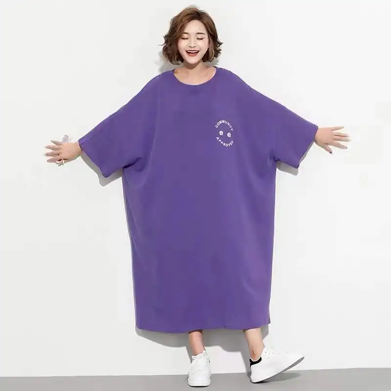 Plus Size 5XL 120KG Summer Women Sleep Dress Cartoon Print Nightdress O Neck Short Sleeve Home Wear Sweet Nightgown