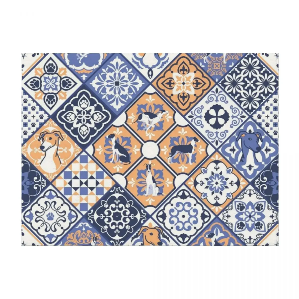 

Greyhound Portuguese tile pattern Throw Blanket For Baby Thermal Decorative Sofas Sofas Blankets