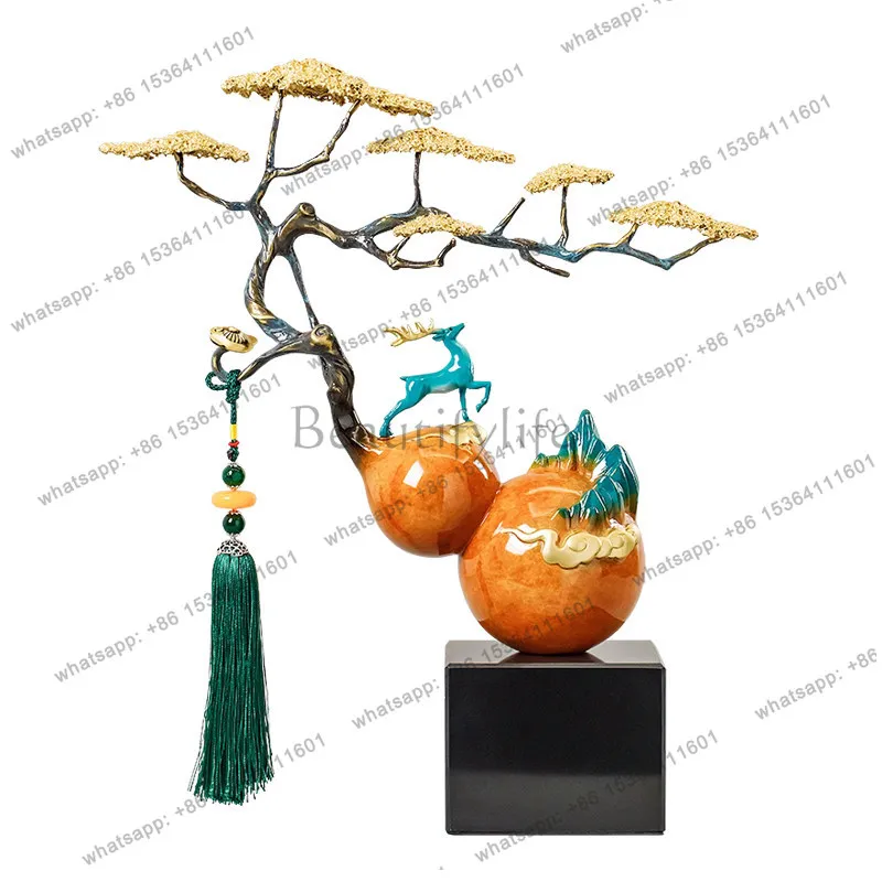 Ornament New Chinese high-end all-copper gourd housewarming gift Living room entrance Office decoration