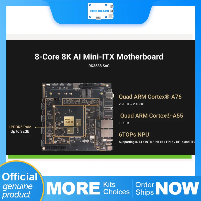 Radxa ROCK 5 ITX Mini-ITX Single Board Computer – RK3588 Octa-Core CPU, LPDDR5 Memory, 8K Display Output for Development