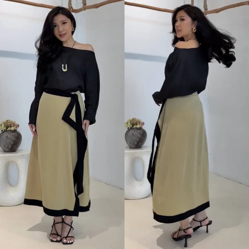 

Customized Matching Jersey Pleat A-line Off-the-shoulder Midi Dresses Bespoke Occasion Fashion Sizes Available