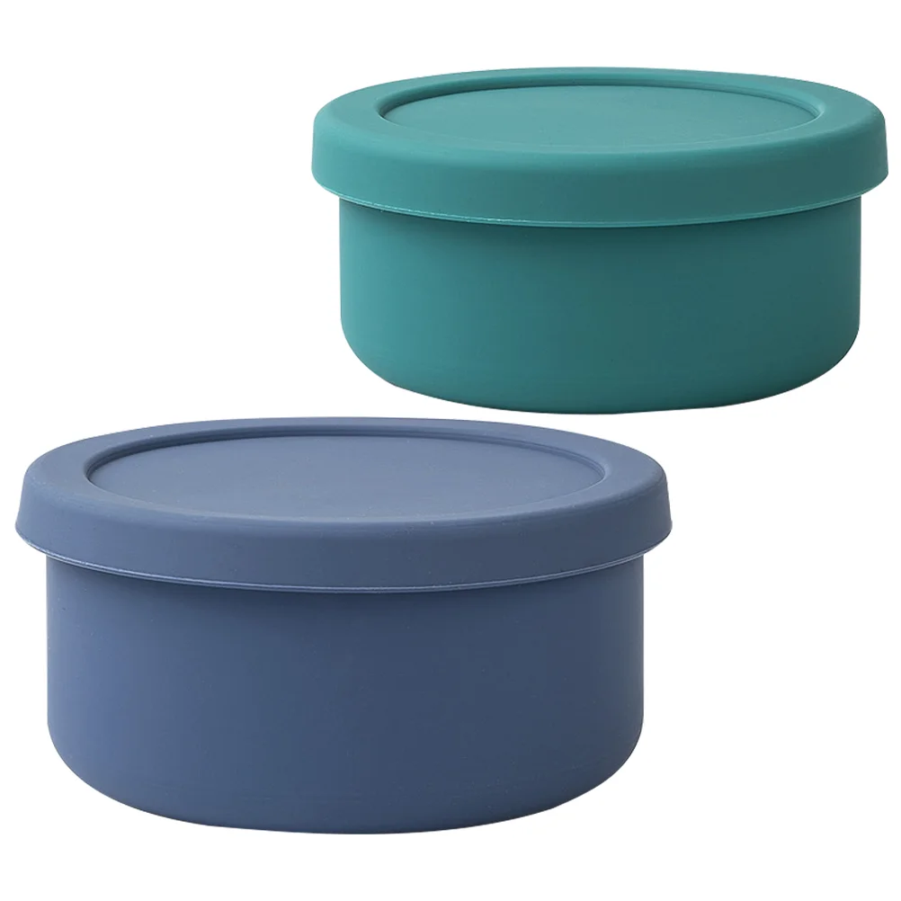 

2 Pcs Silicone Lunch 400ML Green 700ML Navy Portable Food Container Leak Proof Storage for Outdoor Picnic Camping