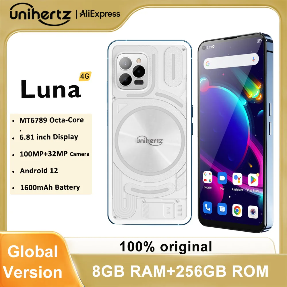 Unihertz Luna Smartphone Rhythm Ambient LED strip Music Phone 8GB RAM 256GB ROM 108MP G99 Mobile Phone Night Vision Cellphone