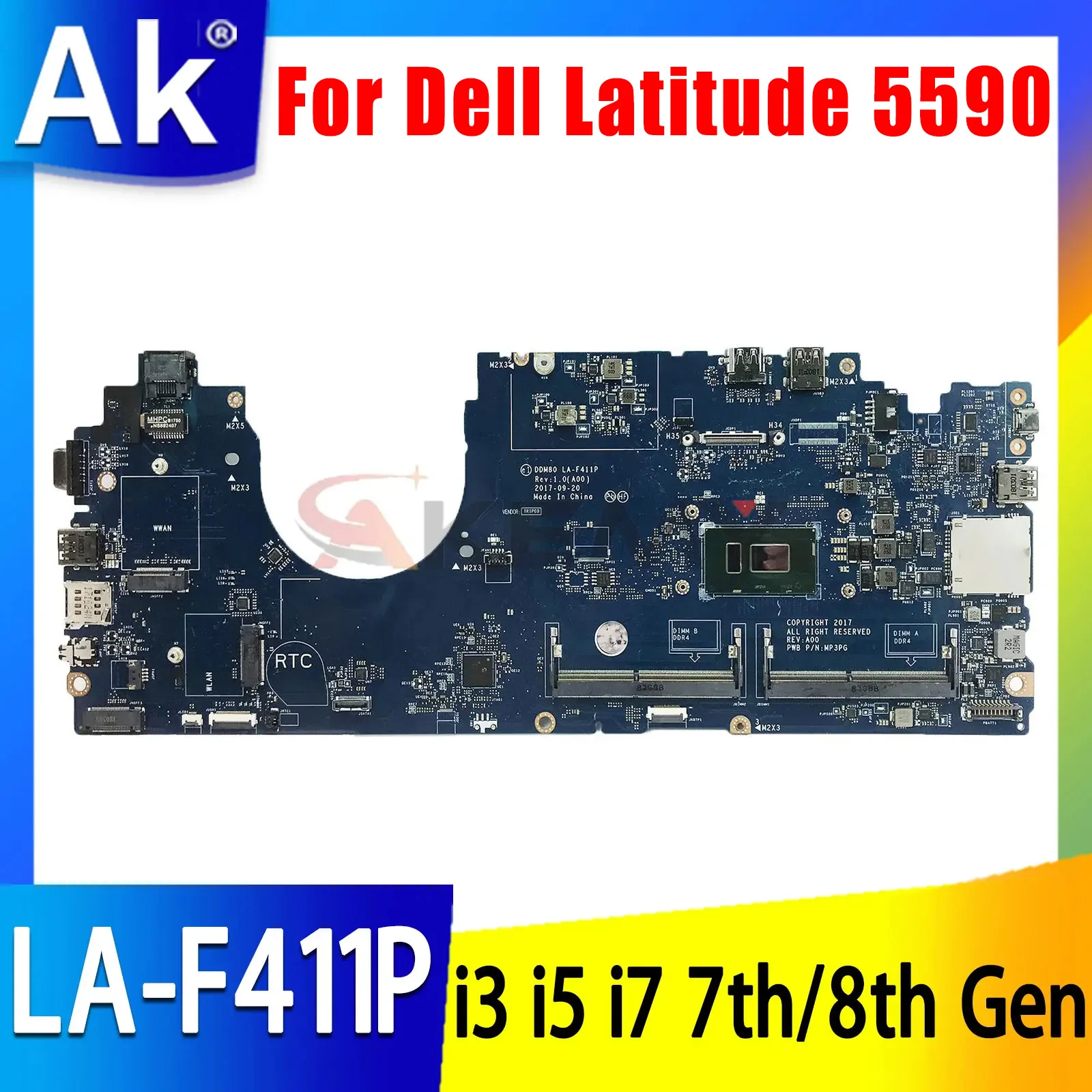 

For Dell Latitude 15 5590 Laptop Motherboard LA-F411P with I3 I5 I7 7th/8th Gen CPU Mainboard 0CJWKW 0VT64T 0PTD05 0VJF9H