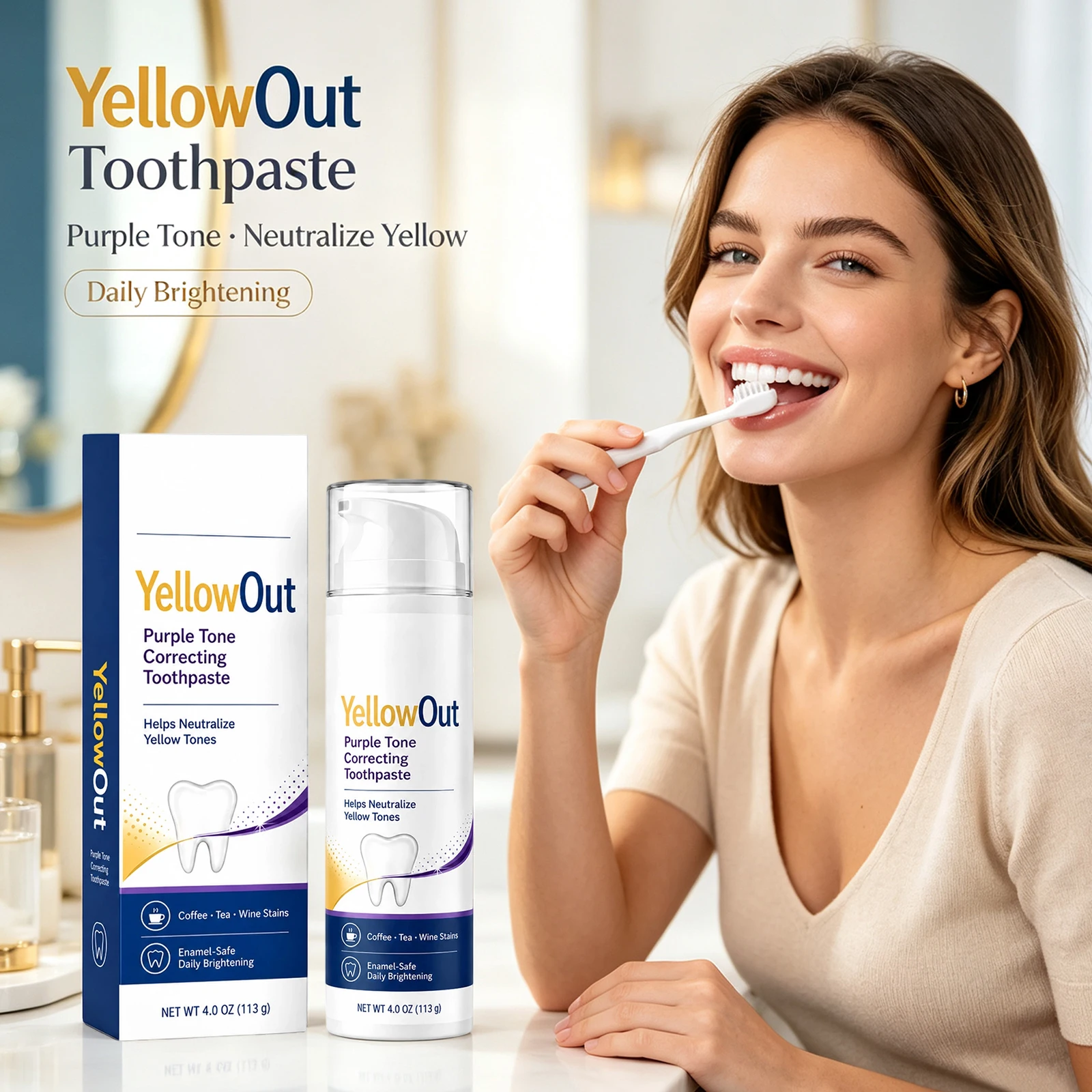 Purple Toothpaste Convenient Pump Daily Brushing Relieve Bad Breath Fresh Breath Reduce Plaque Teeth Brightening Keep Oral Clean
