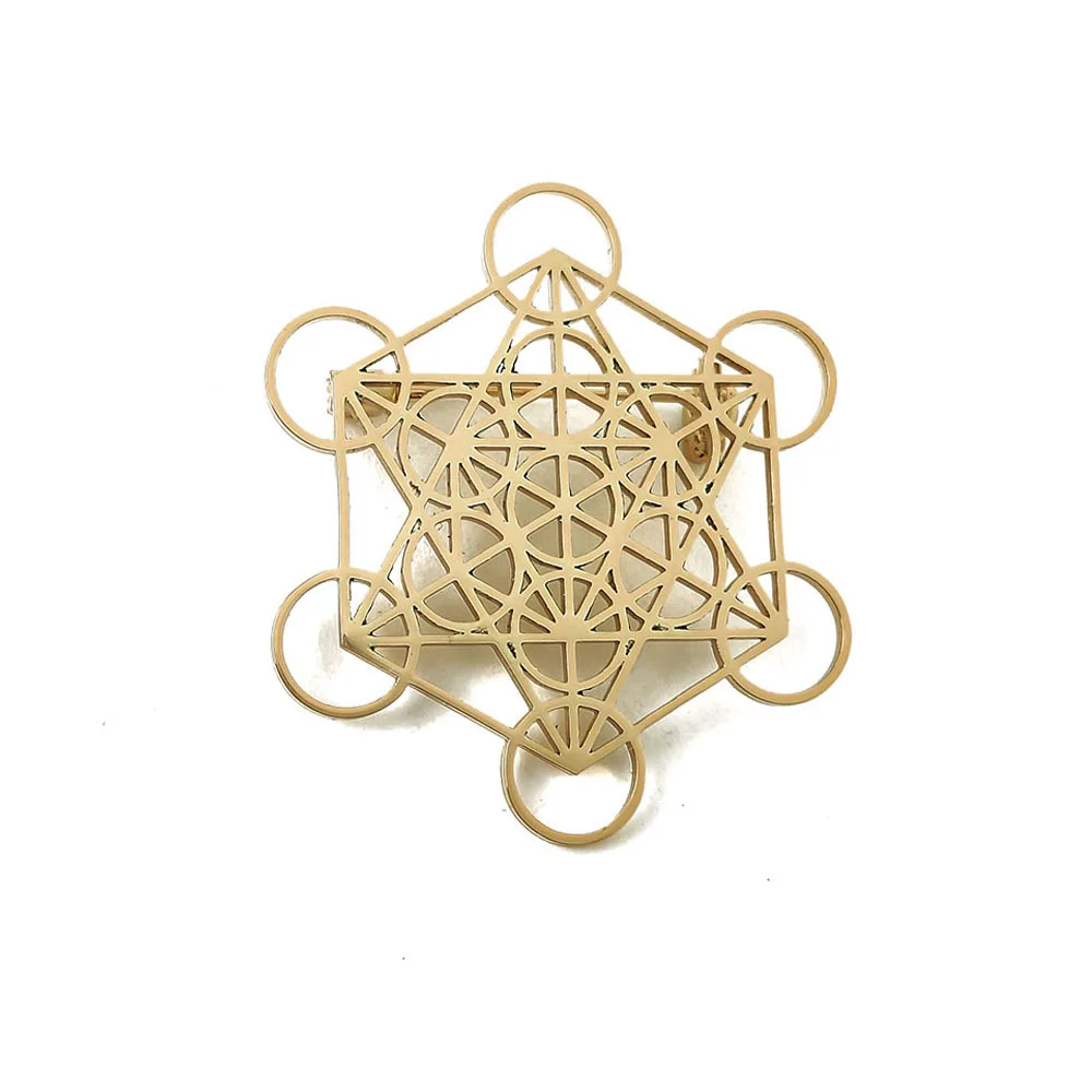 Gentleman Geometry Flower of Life Metal Brooch Metatron Cube Hollow Brooches Clothes Bags Decorative Pins