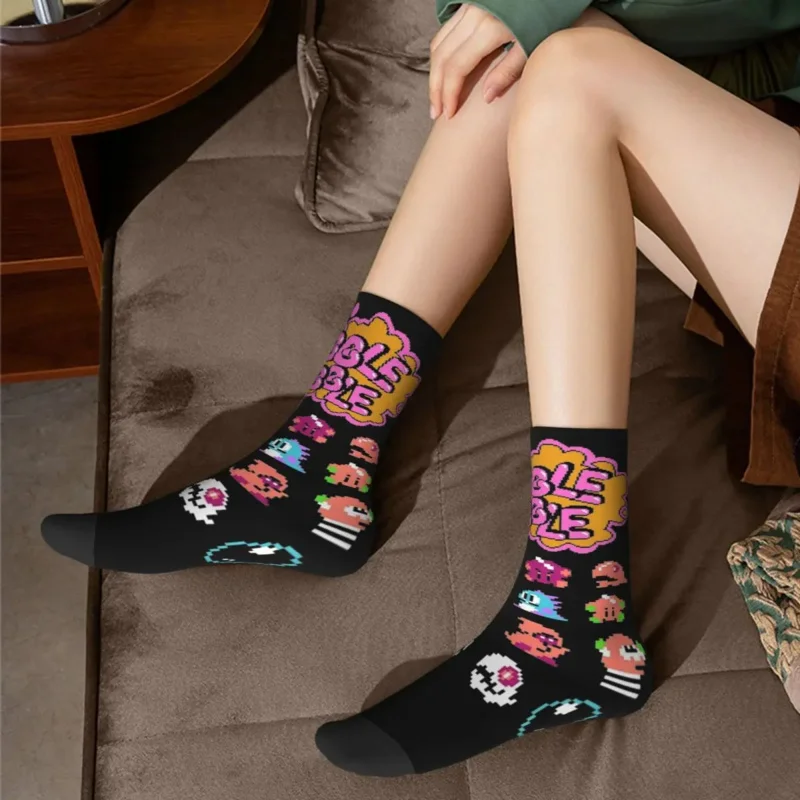 Bubble Bobble-Chaussettes pour hommes et femmes, drôles, heureux, printemps, été, automne, hiver, cadeaux