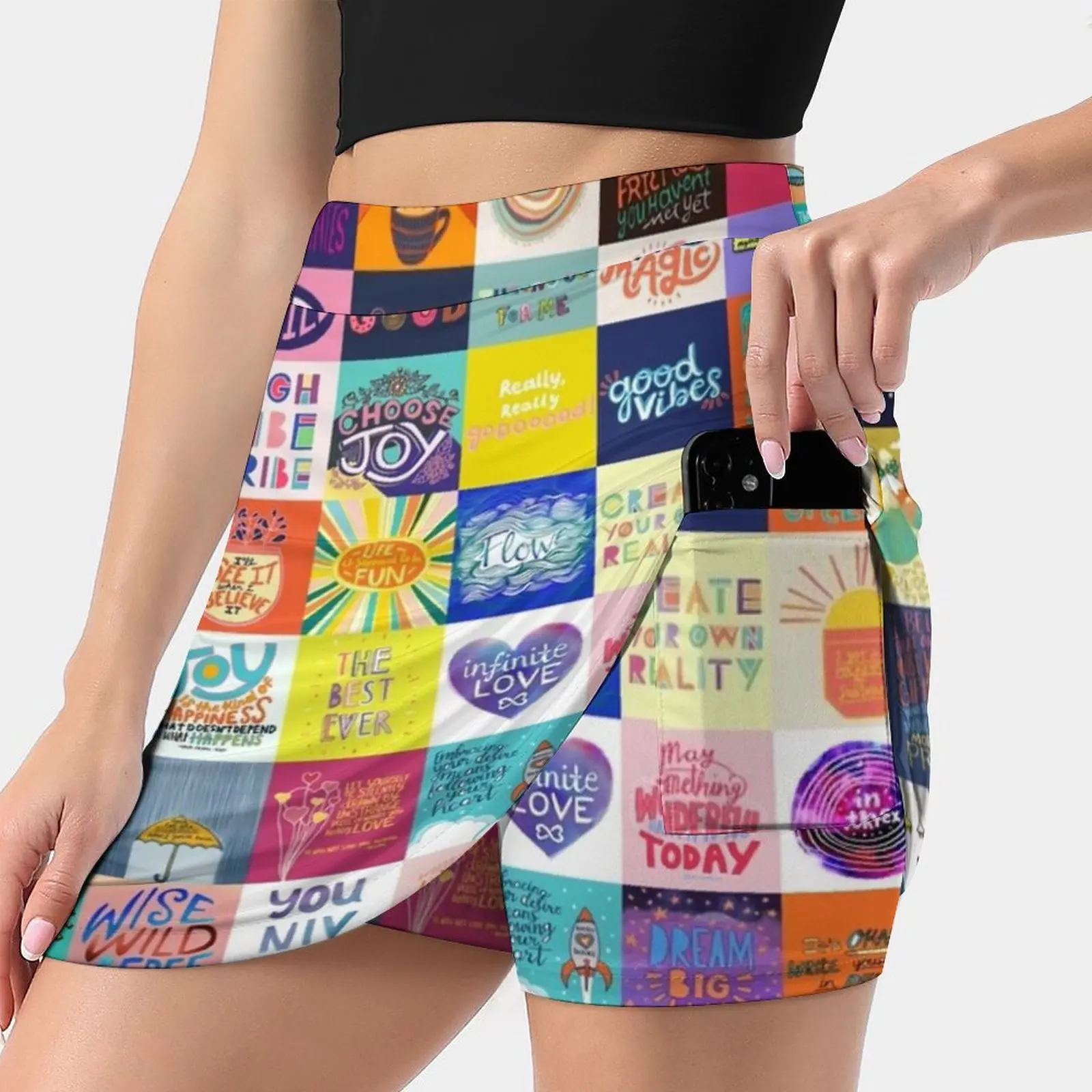 Positivity Patchwork Skirts Woman Fashion 2022 Pant Skirt Mini Skirts Office Short Skirt Positive Positivity Patchwork Joy