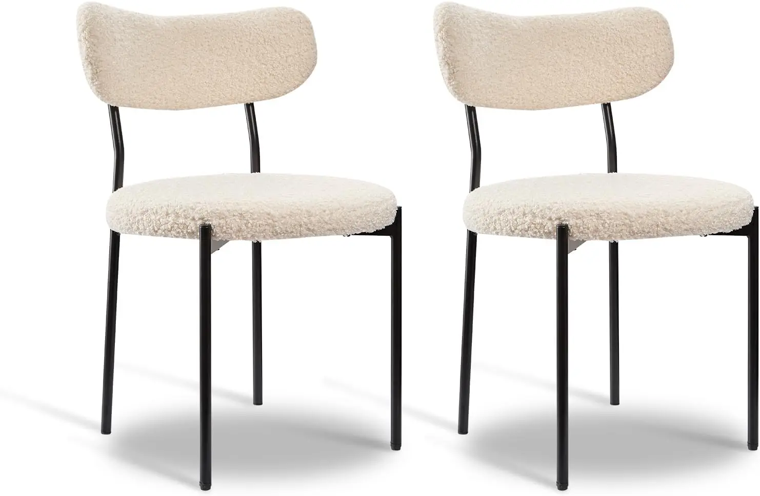 

Chairs Set of 2, Boucle Dining Chairs, Round Widened Upholstered Dining Room Chairs, Modern Kitchen Chairs, Sturdy and Comfy wit