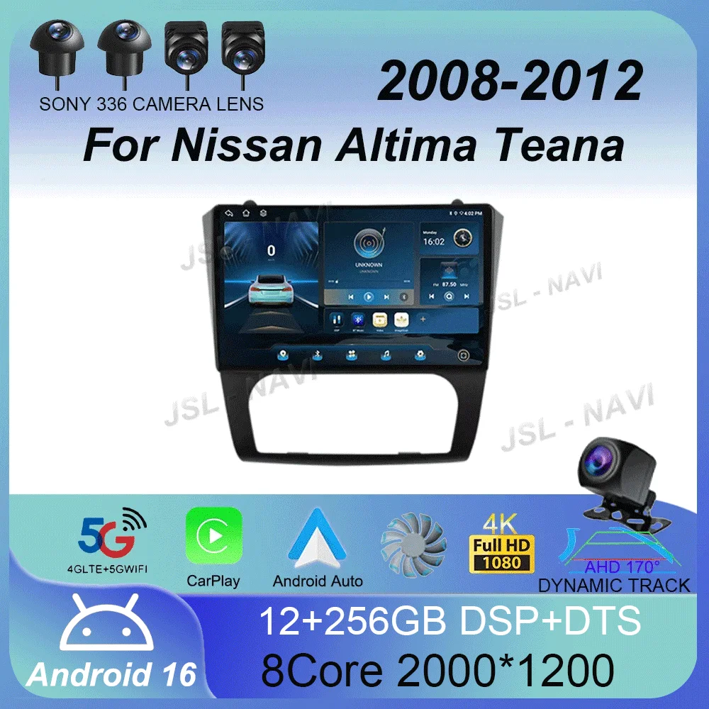 

9" Android 16 WIFI+4G BT Car Radio Stereo For Nissan Altima Teana 2008- 2012 Multimedia Video Player GPS Navigation Carplay+Auto