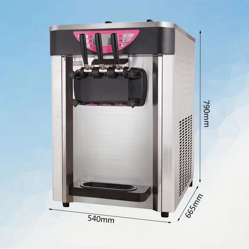Three Flavors Ice Cream Making Machine Milk Tea Shop Soft Ice Cream Maker Stainless Steel Ice Cream Machine 2000W