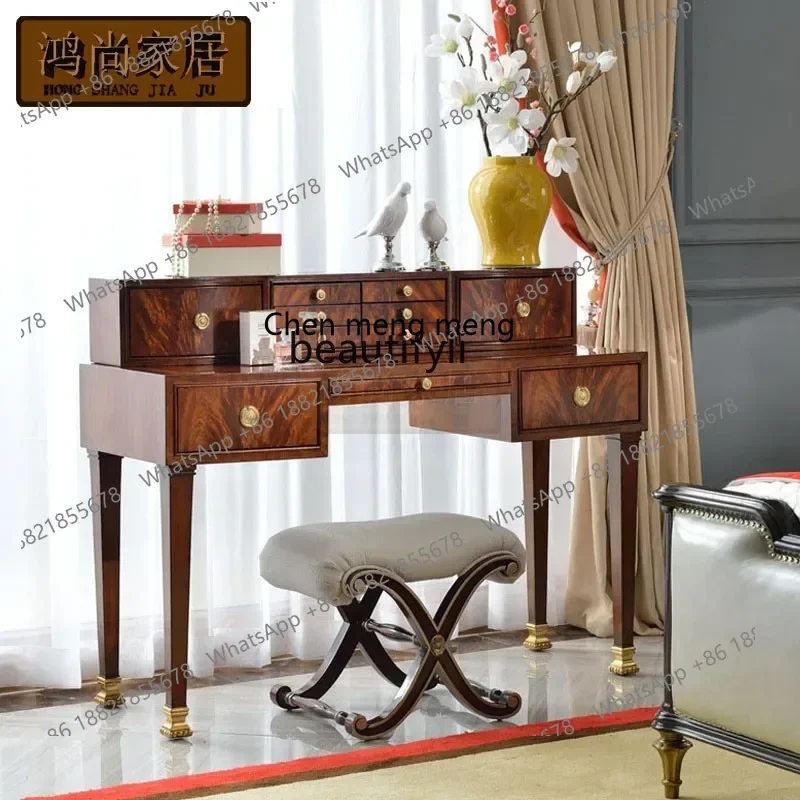 cc182European solid wood dresser British neoclassical dressing table dressing stool mahogany furniture R