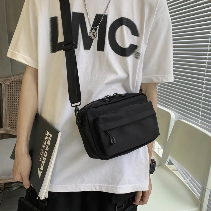 Hong Kong Style Crossbody Bag Unisex Student Bookbag Street Fashion Cool Single Shoulder Bag Men's Women's Soft Nylon Bag