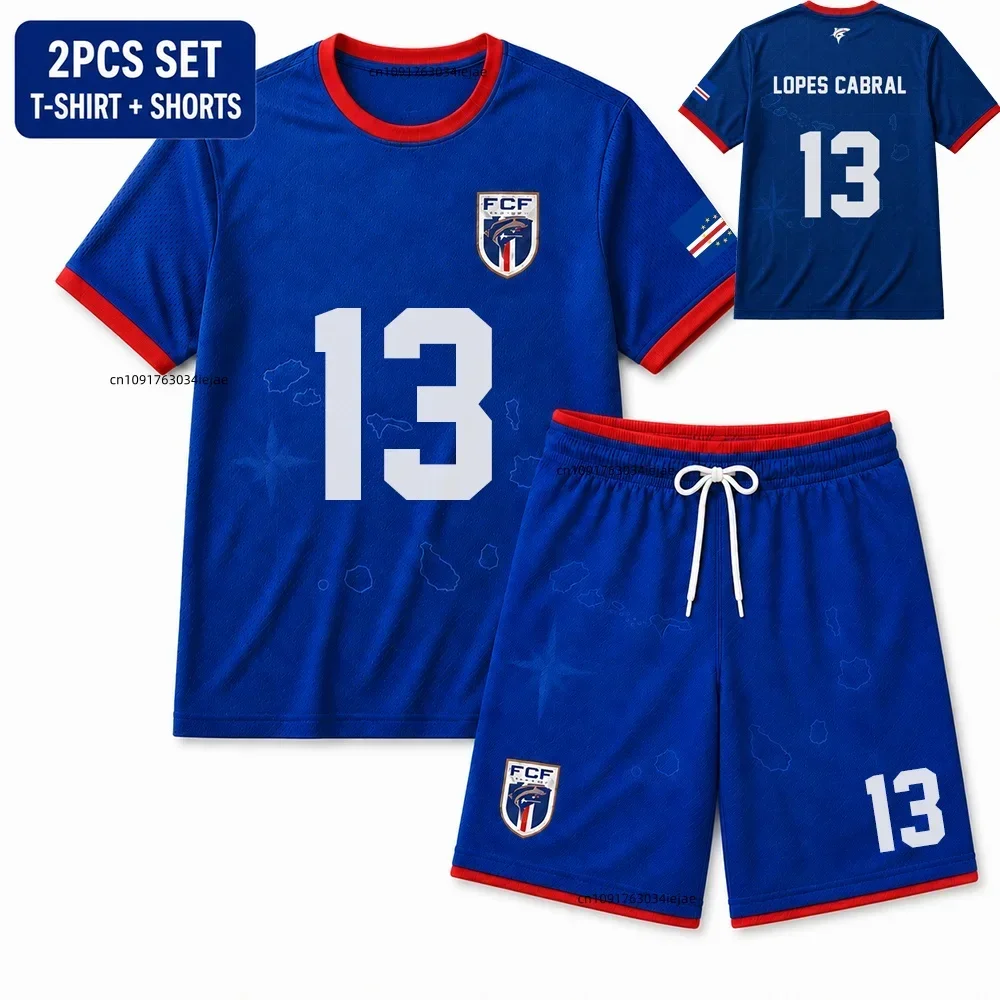 2026 Kap Verde Kinder Fußballtrikot-Set Jungen Mädchen Fan Kurzarm T-Shirt Shorts 2-teiliges Sport-Trainings-Sommer-Uniform-Set – Detail 4
